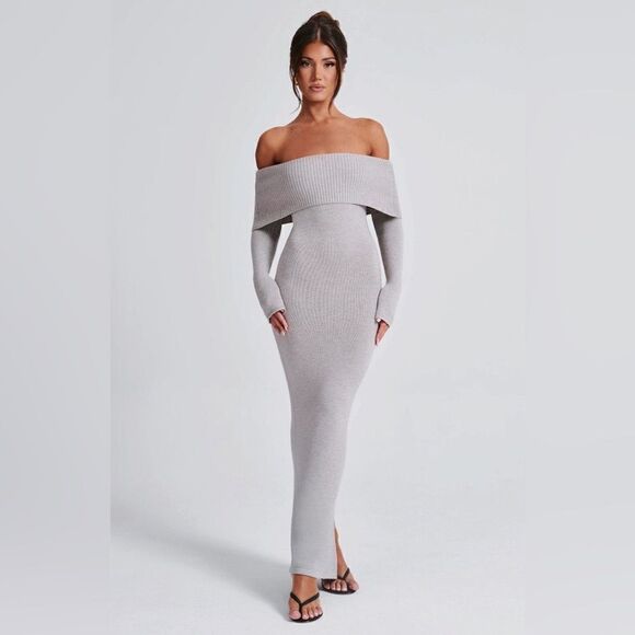 NWT Babyboo Beverley Knit Maxi Light Grey Dress Marl Sweater  Size XS - Picture 10 of 14